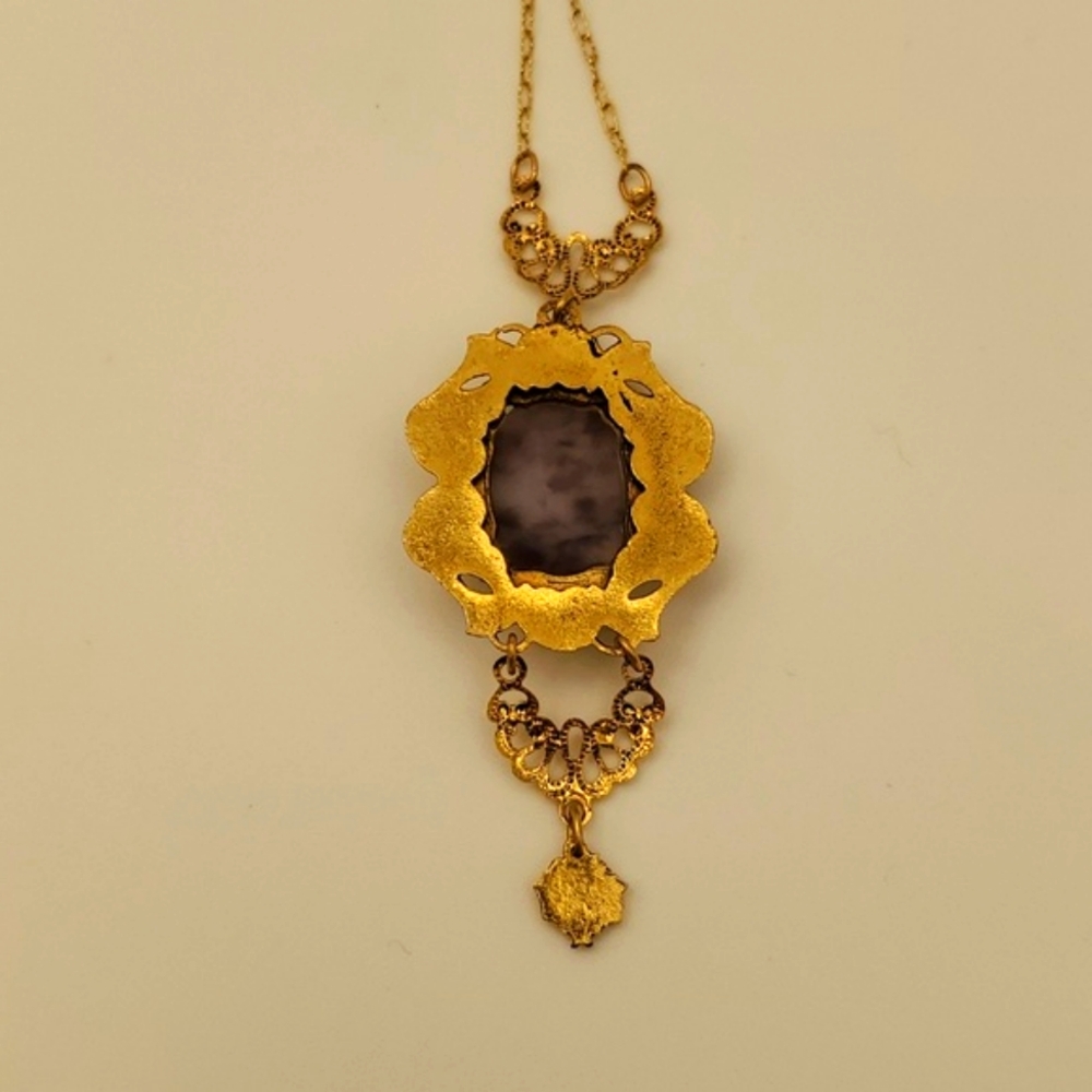 Gold Glit & Purple Victorian Paperclip Necklace - Picture 9 of 9